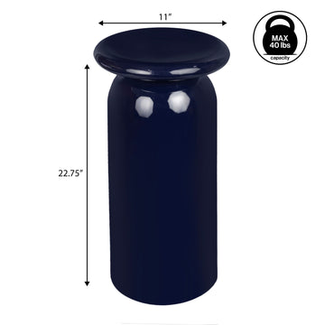 Miles 22.75" Mid-Century Modern Metal Sleek Cylinder Drink Table